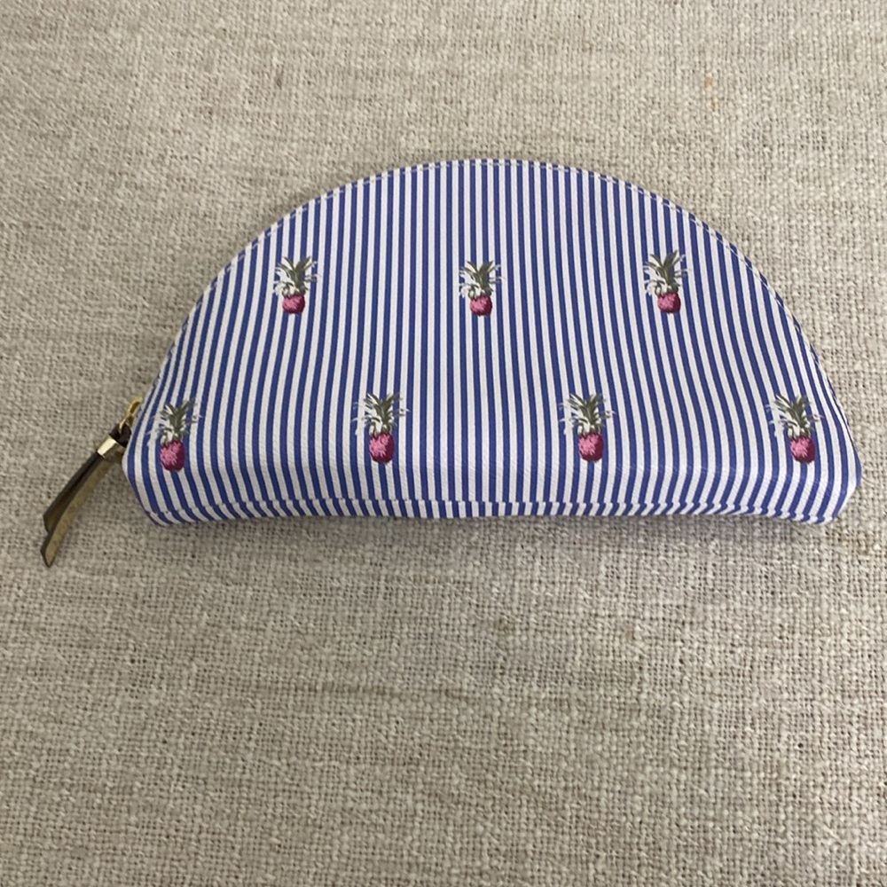 Banana Republic Blue/White Stripe with Pink Pineapple Print Clutch - Picture 2 of 13